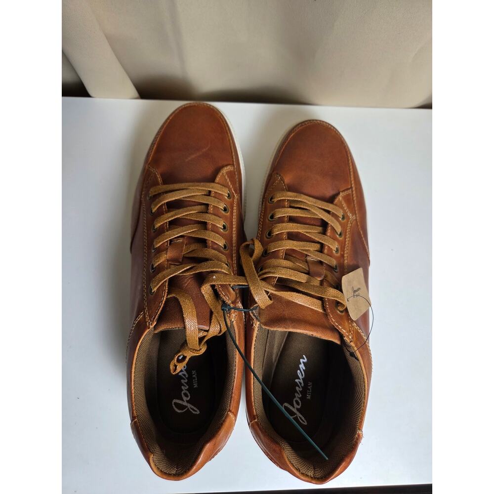 Jonsen Milan Brown Leather Lace Up Memory Foam Sneaker Casual Shoes Mens Size 13 - Picture 5 of 7
